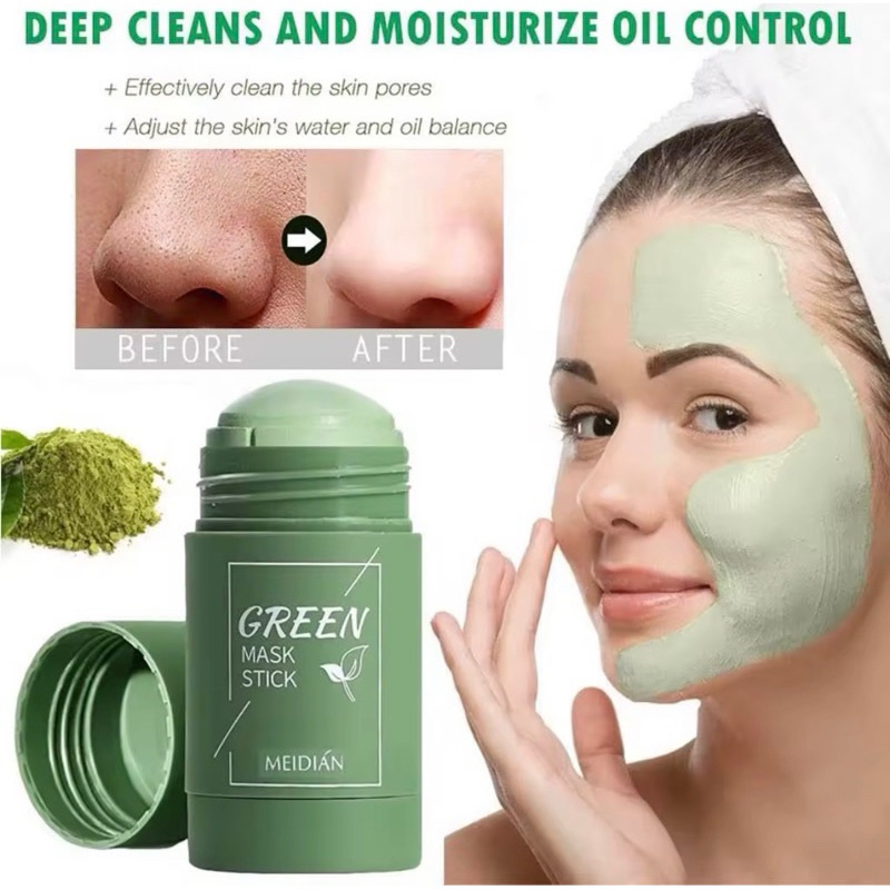 𝐍𝐄𝐬𝐭𝐨𝐫𝐞𝐢𝐝 Green Tea stick Mask Masker Wajah Green Tea Pore Clean stick Mask