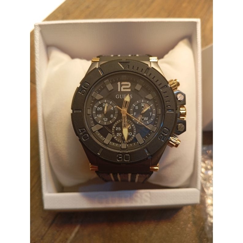 GUESS Watches GUESS GW0415G3 Original PILOT Jam Tangan Pria Analog Black Gold Rubber Terbaik