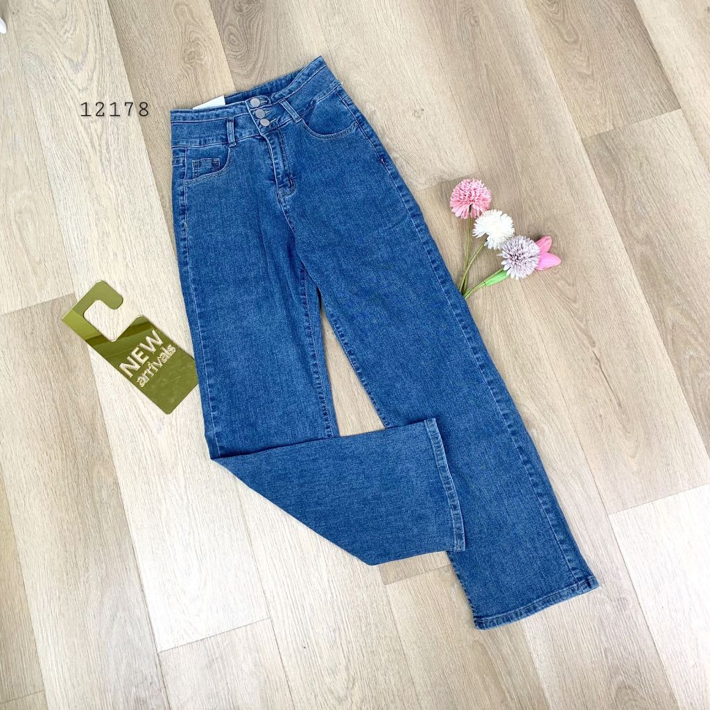 CELANA JEANS TRIPLE BUTTON AND ZIPPER DEPAN MODEL JEANS KULOT BASIC VARIASI TWIN POCKET DEPAN BELAKA