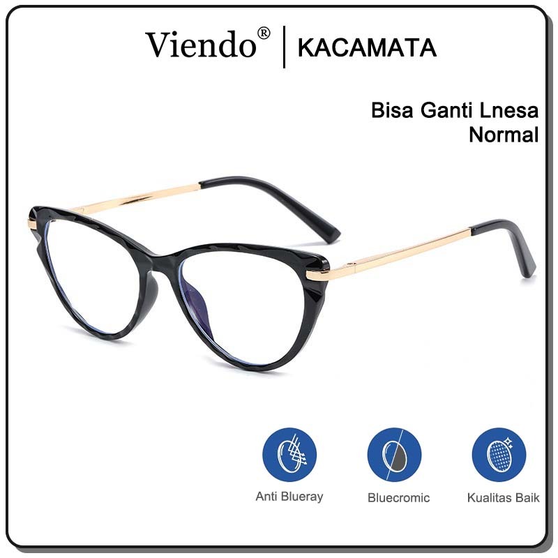 Viendo Kacamata Photocromic Anti Radiasi Blueray 2 in 1 Wanita Cat Eye Frame Kacamata Komputer Anti 