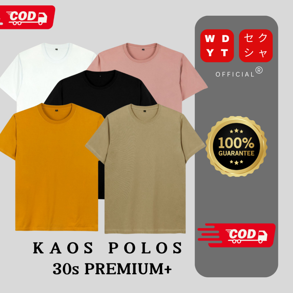 KAOS POLOS COTTON COMBED 30S PREMIUM+ BAJU ATASAN T SHIRT TSHIRT TEE KAUS T-SHIRT POLOS OBLONG BASIC