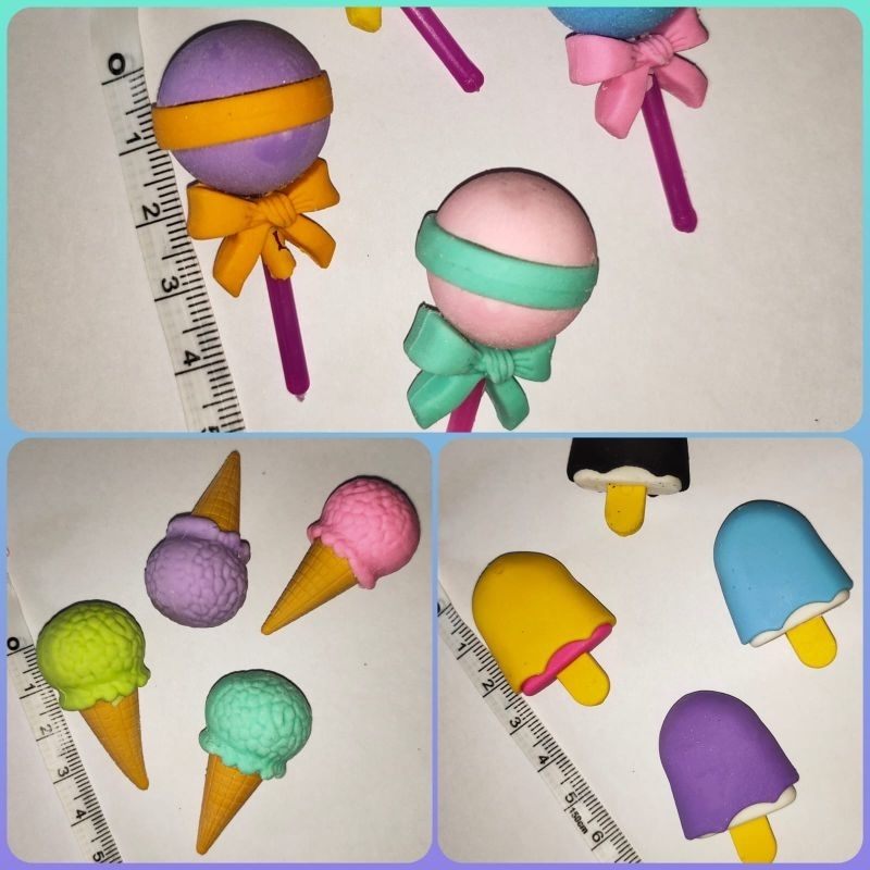 

(1pc) Penghapus karakter lollipop, ice cream cone and ice cream