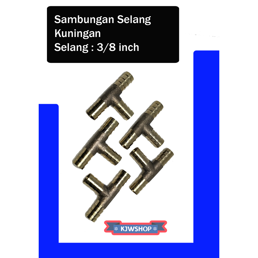SST Nepel T Kuningan 3/8" Sambungan T Kuningan 3/8 Inch Cabang 3 Nepel Kuningan Adapter Selang Angin