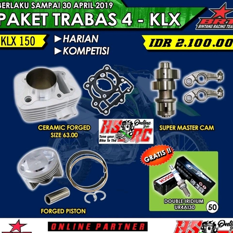 PAKET TRABAS BRT KLX 150 140 D TRACKER 63 mm BORE UP Harian BLOK SILINDER BORING No MOTO 1 KAWAHARA