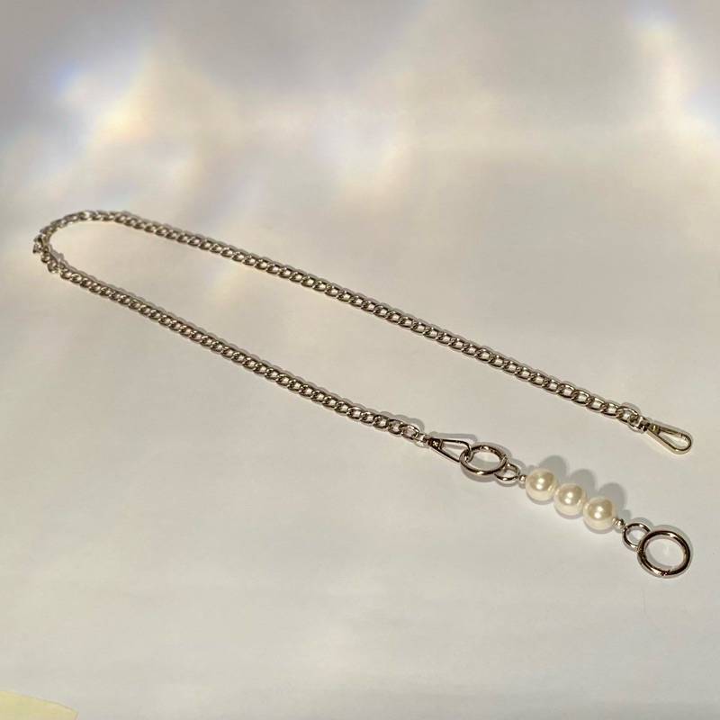 FANMY | 100cm strap chain extension | rantai tas silver mix mutiara | pearl chain extension | strap 