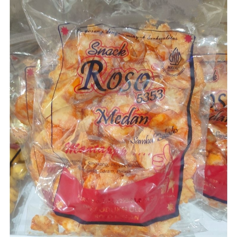 

Keripik kripik ubi singkong sambalado sambal balado snack Rosso 5353 Medan vegan vegetarian friendly