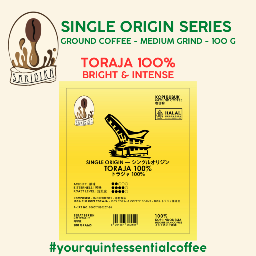 

Saribika Single Origin Toraja 100% - Ground Coffee 100g