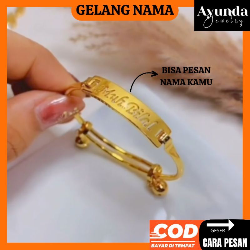Ayunda Jewelry - Gelang nama Anak titanium custom nama gelang emas