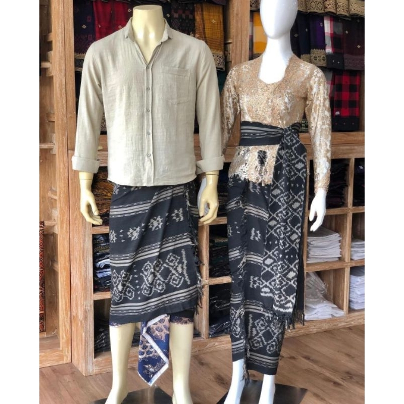 Set Couple Busanan Adat Bali Kain Tenun Blanket Motif Klasik Murah