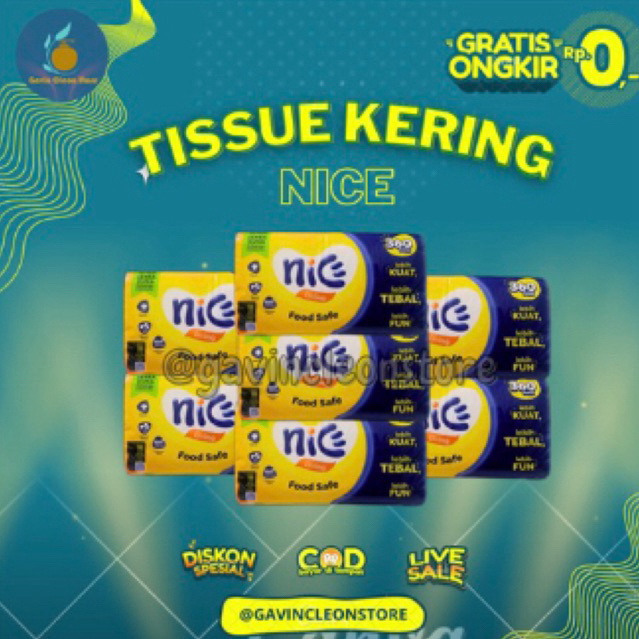 Tissue Nice 2 ply 180 sheet|| Tissue nice 2 ply 250 sheet