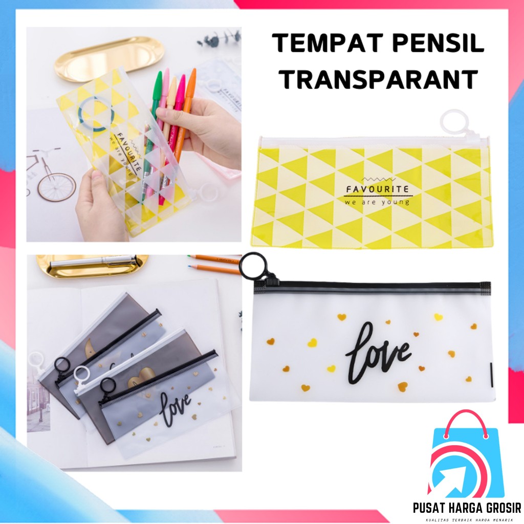 

PHG - Tempat Pensil Pulpen Transparan Ziplock Karakter Serbaguna Pouch Penyimpanan Kosmetik Pouch Zipper Pencil Case Tempat Penyimpanan Alat Tulis Murah t
