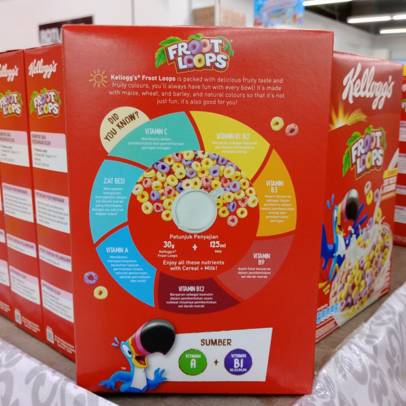 

Kelloggs Froot Loops Sereal Sarapan Jagung, Gandum, dan Barli 150gr