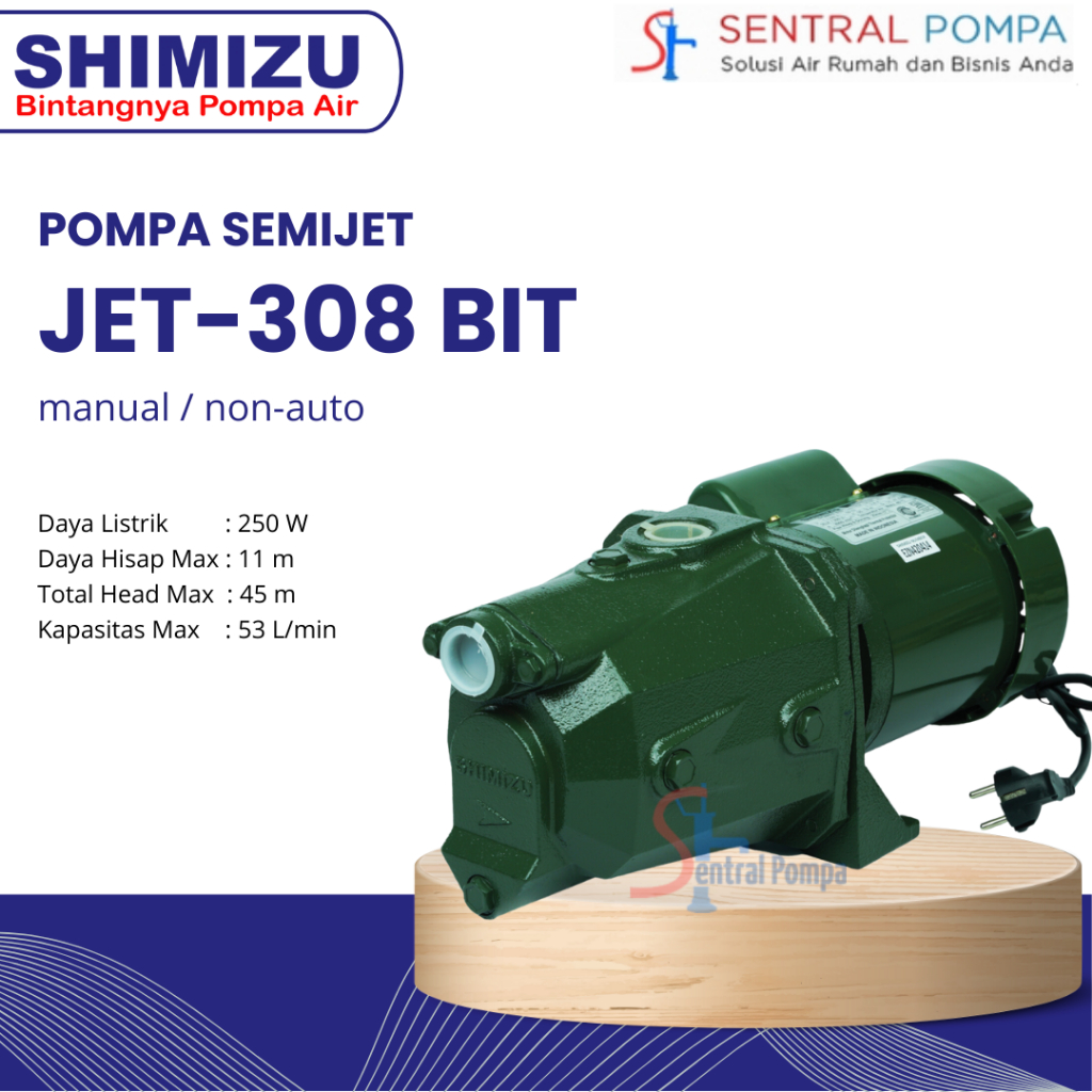 Pompa Semijet Shimizu JET-308 BIT Pompa Semi Jet Pump pengganti jet 300 | Sentral Pompa