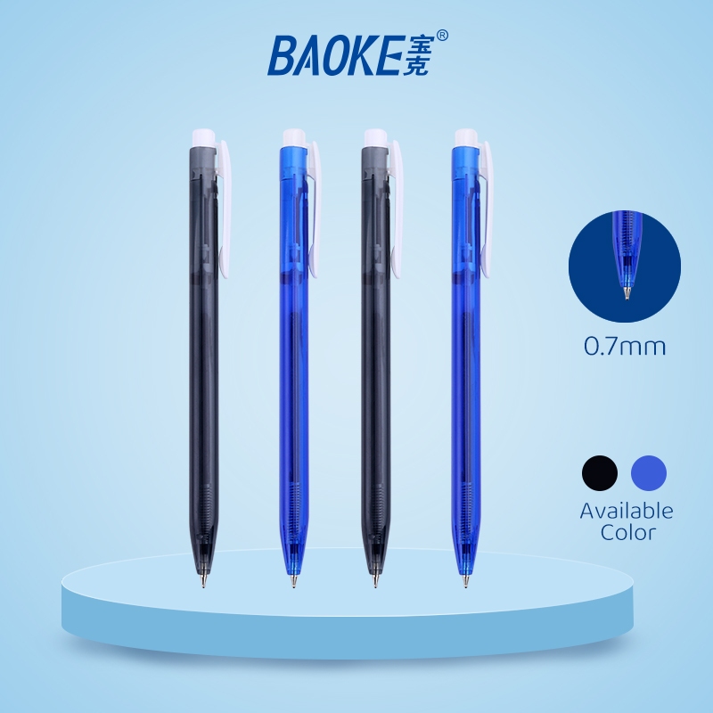 

BAOKE 12pcs/box Pena Bolpoin Dapat Ditarik Tinta Hitam Biru 0.7mm B60