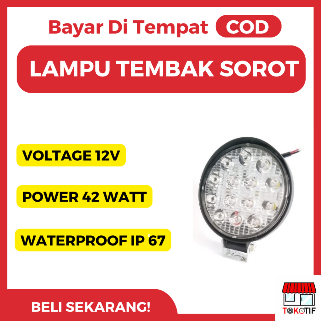Lampu LED Mobil 12 Volt Bulat 42 Watt 16 Titik Lampu Sorot LED Mobil Lampu Tembak Mobil Lampu Kabut