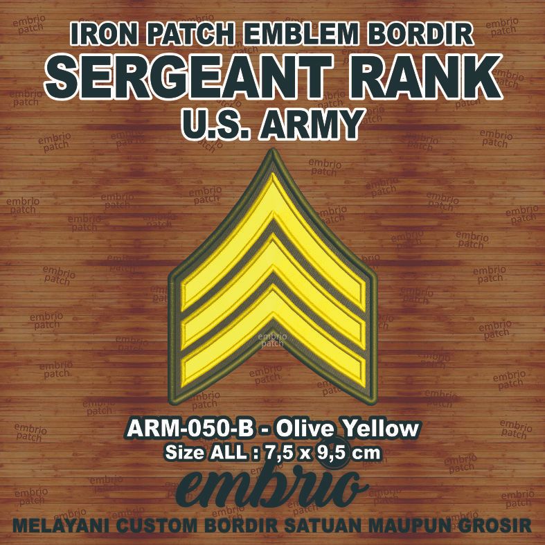 ARM-050-B Patch pangkat sersan us army chevron insignia E5 SGT Sergeant Rank reinhardt john lennon t