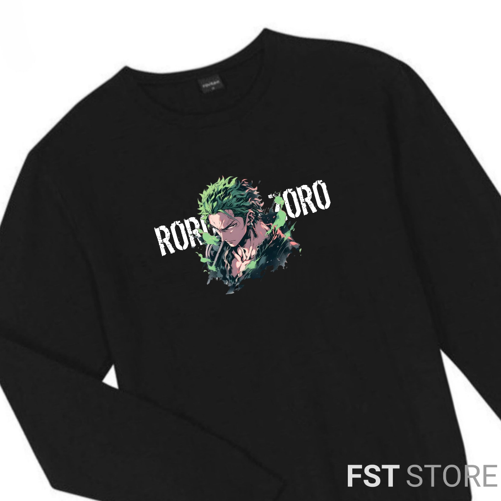 KAOS ANIME JEPANG TERMURAH RORONOA ZORO ONE PIECE BAJU PRIA WANITA DEWASA SAMURAI LENGAN PANJANG WAR