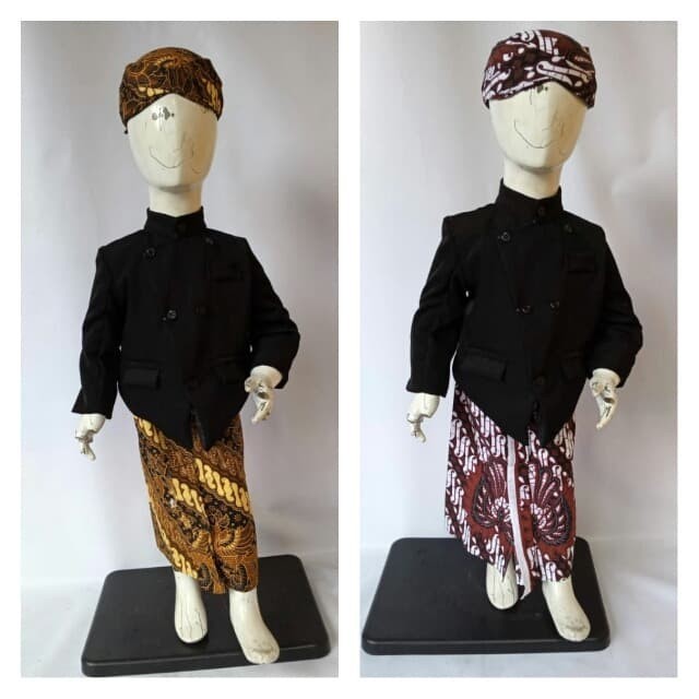 Baju Setelan Anak Beskap Set Selop Kostum Jawa Kartinian Sunatan Khitanan Foto