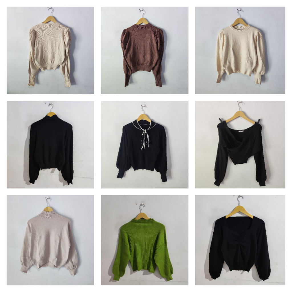 ATASAN SWETER RAJUT LUCU, KOREAN LOOKS, BAL0N, PUFFY, RiB PANJANG
