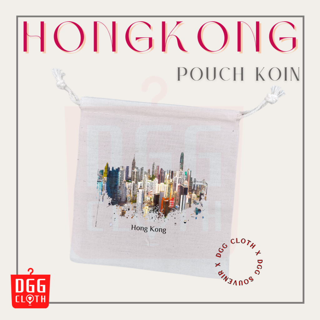 DGGCloth Pouch Koin Souvenir Hongkong Dompet Koin Oleh Oleh China Bahan Blacu Tali Serut Type 3