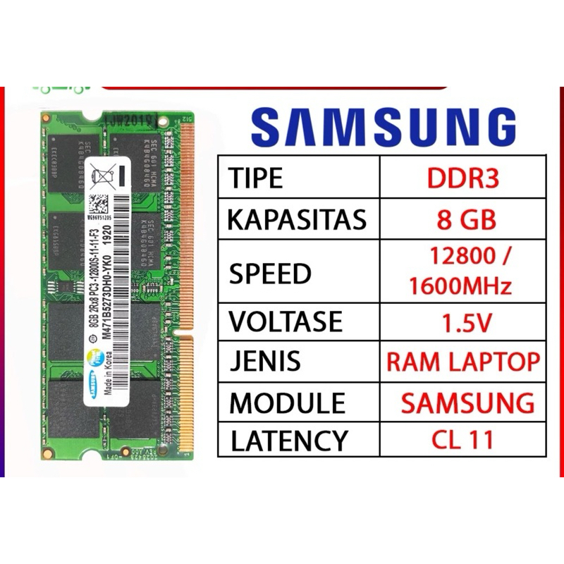RAM LAPTOP SAMSUNG DDR3 8GB