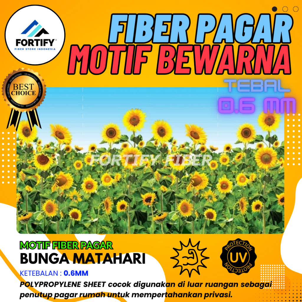Fiber Plastik Penutup Pagar Rumah Motif BUNGA MATAHARI