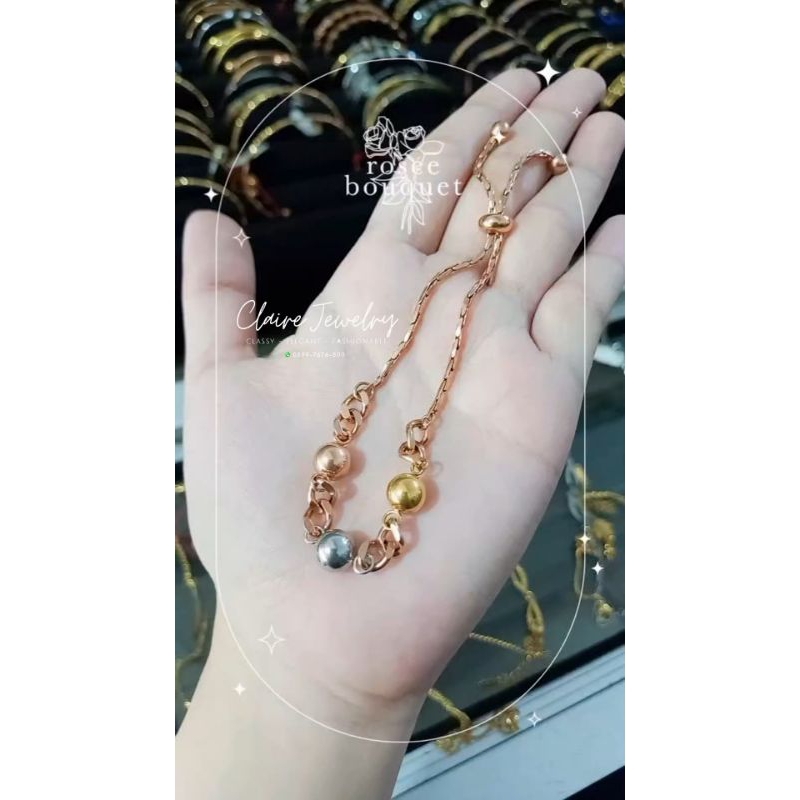 [CLAIRE JEWELRY] GELANG SERUT BOBA MIX 3 WARNA TITANIUM - GELANG SERUT TITANIUM
