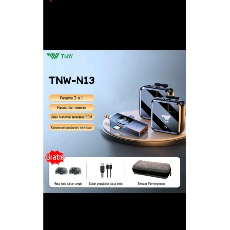 N13 Wireless Microphone Clip On 2 Mikrofon Clip On Lavalier Clip On Mic Wireless Mikrofon Hp Kamera 