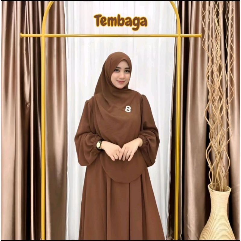 GAMIS CRINKLE SET HIJAB KEKINIAN VIRAL TERBARU-Tembaga