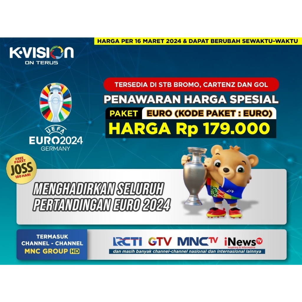 Kvision Paket Euro 2024 Hanya di Kvision Dengan Bonus Joss 6 Bulan (Murah)