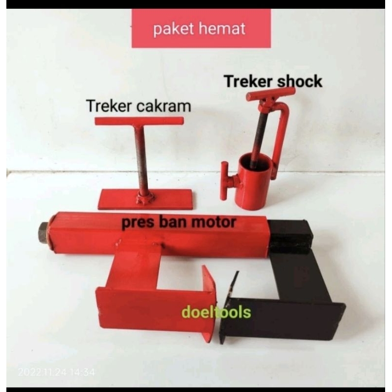 Paket HEMAT pres Ban + Treker sokbreker depan motor bebek dan matic + Treker cakram motor