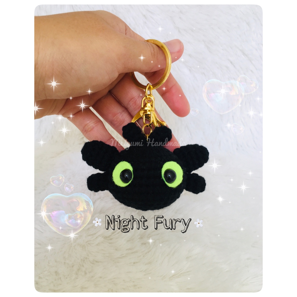 [Ready Stock] Boneka Rajut Night Fury Toothless / Keychain Night Fury / Amigurumi Night Fury Toothle