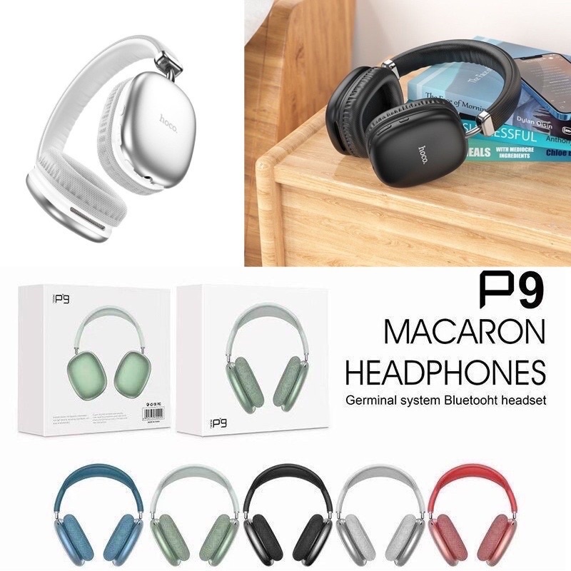 EARPHONE BLUETOOTH P9 FULL BASS STEREO NIRKABEL - HEADPHONE WIRELESS BLUETOOTH P9 MACARON