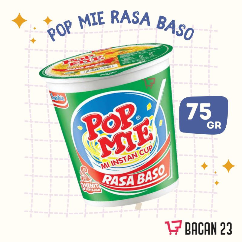 

Pop Mie Rasa Baso (75gr) / Mie Instan Cup Indomie