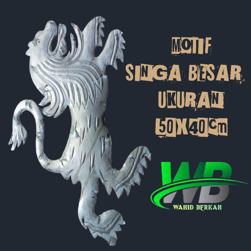 ORNAMEN PAGAR BESI SINGA BESAR 50x40 DUA MUKA , HIASAN PAGAR BESI