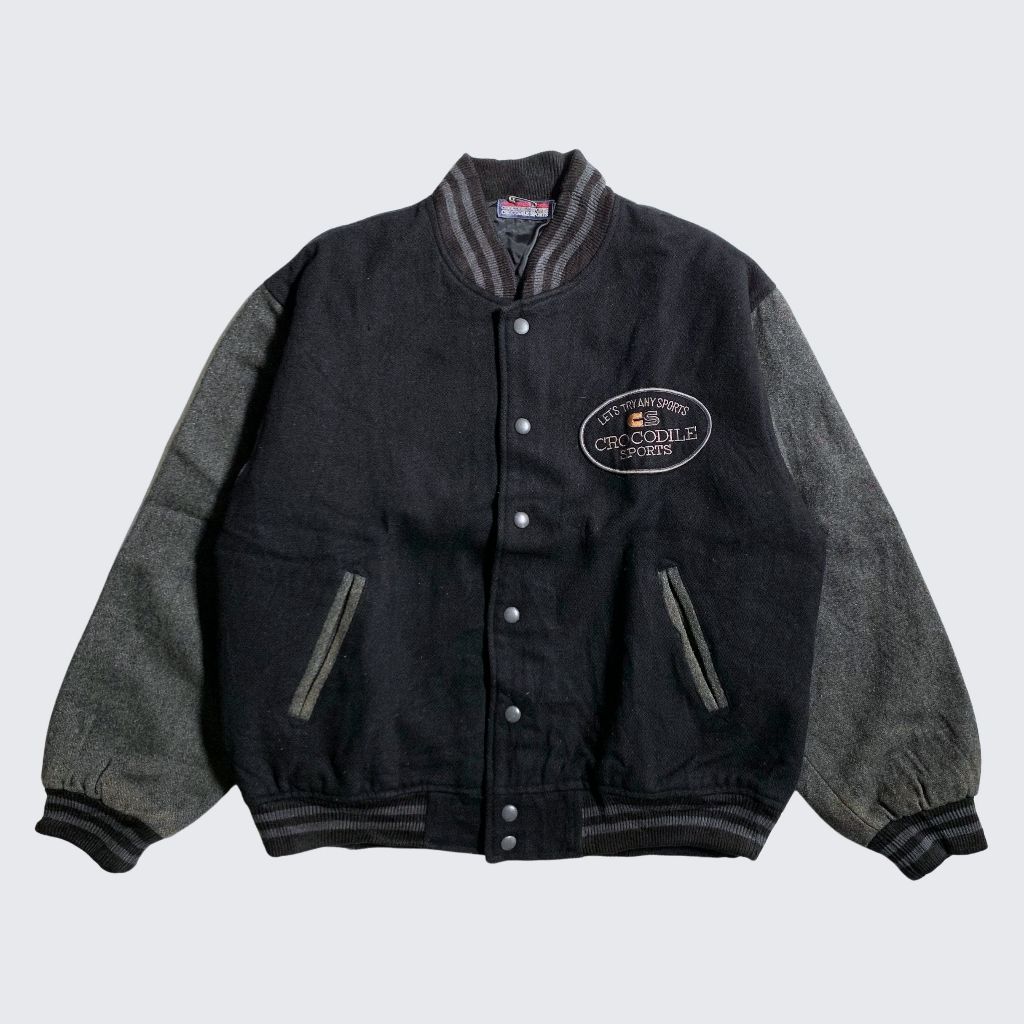 1990s Crocodile Sports Embriodered Wool Varsity Jacket - Unisex - L