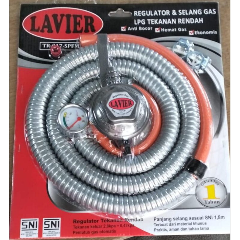 selang gas paket + regulator meter LAVIER selang orange 1,8meter LAVIER SNI