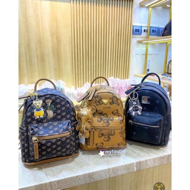 Maryanny's Store : TTWN BEAR BACKPACK, TAS RANGSEL, SHOULDER SYNTHETIC LEATHER BAG BEAR PRINT Small 