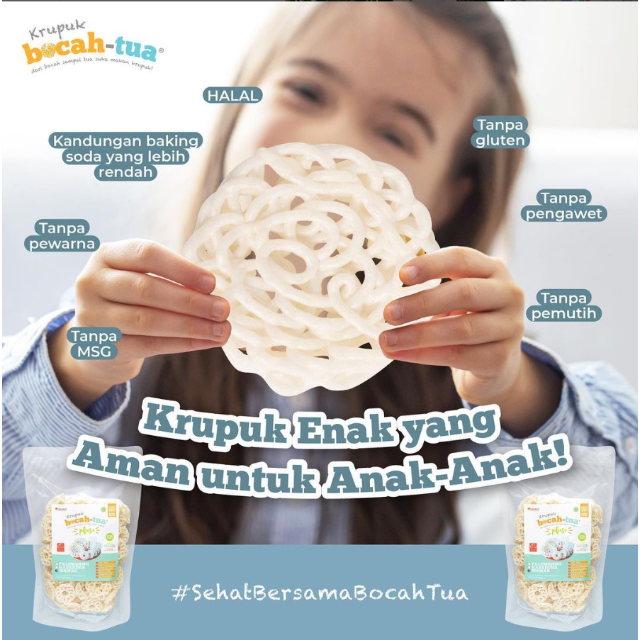 

Krupuk Bocah Tua Plus Kerupuk Non MSG Krupuk Anak Anak Bayi MPASI 200gr Exp Mar 2026