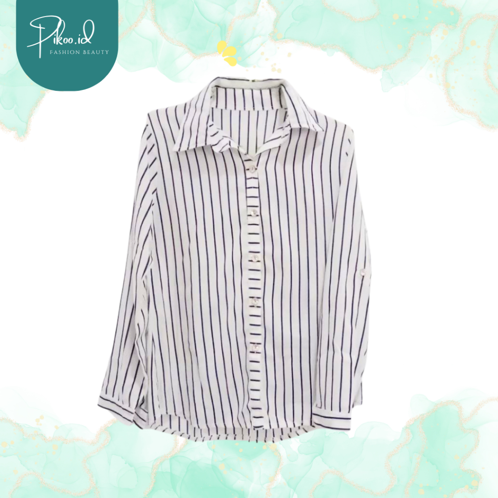 PRELOVED kemeja lengan panjang/kemeja salur wanita/kemeja salur lengan panjang/kemeja wanita