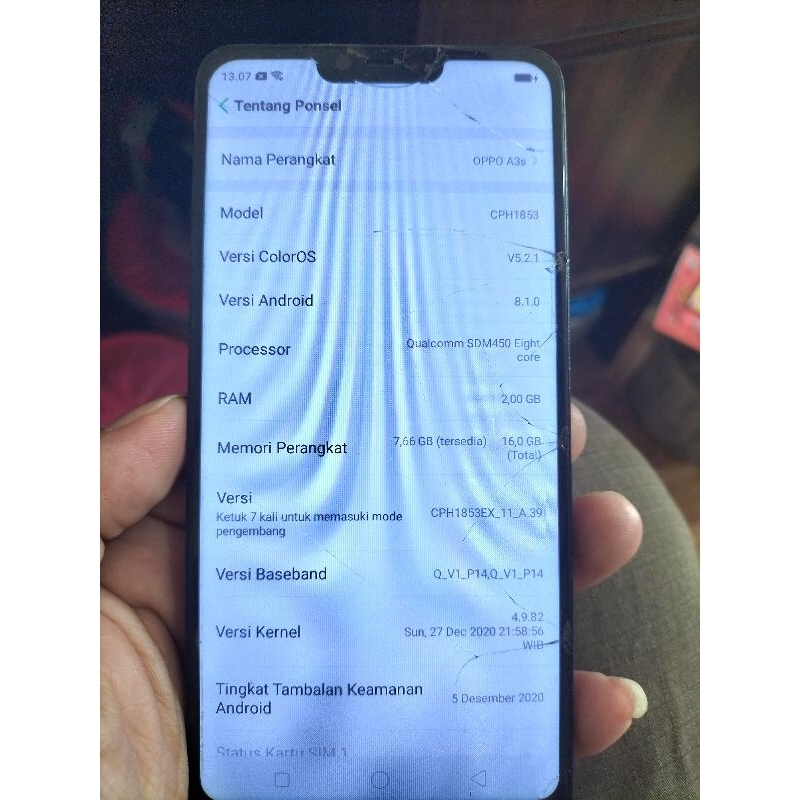 MESIN OPPO A3s Ram 2/16 Cph 1853 ORIGINAL SEGEL.