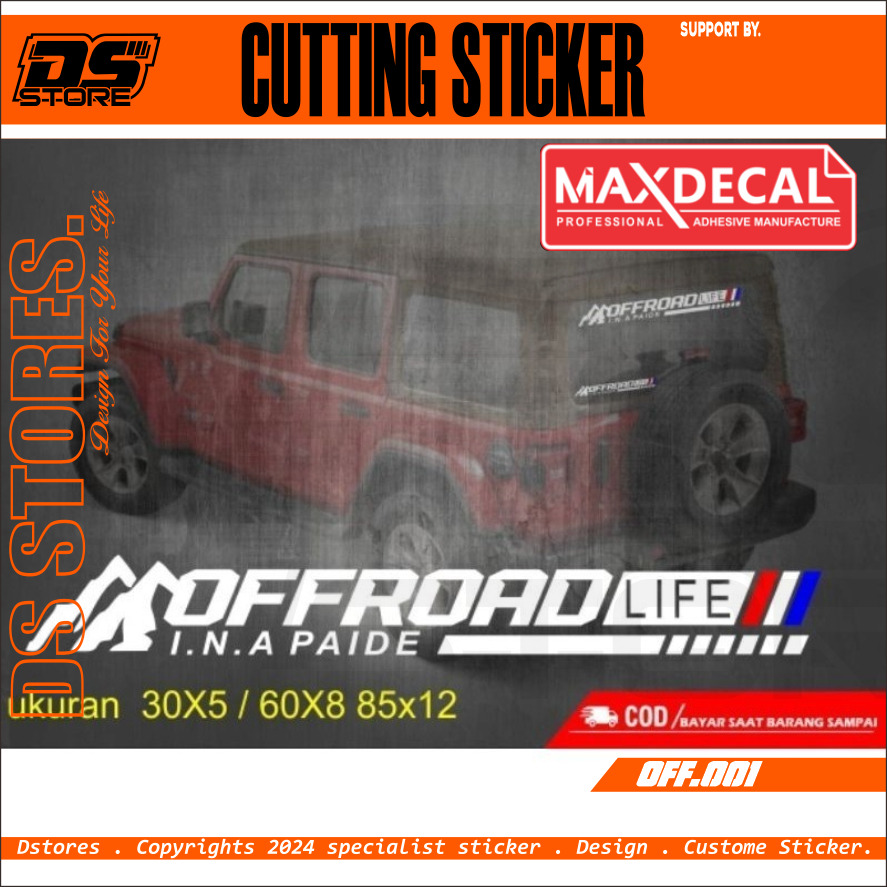 STICKER CUTTING MOBIL JEEP LIFE OFFROAD ADVENTURE
