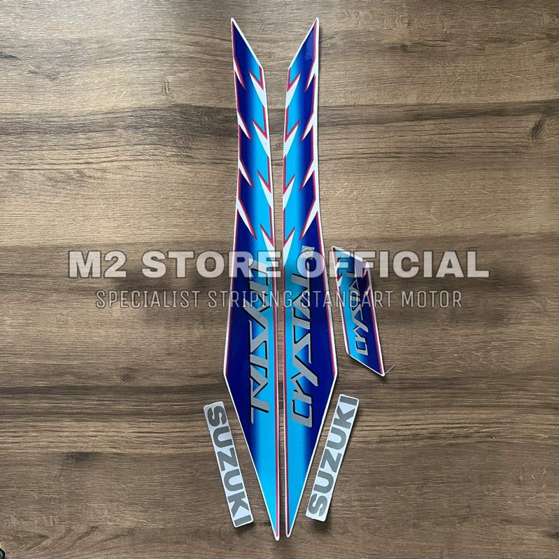 striping suzuki crystal tune 1992 1993 biru sticker stiker stripping Crystal CRYSTAL terlaris