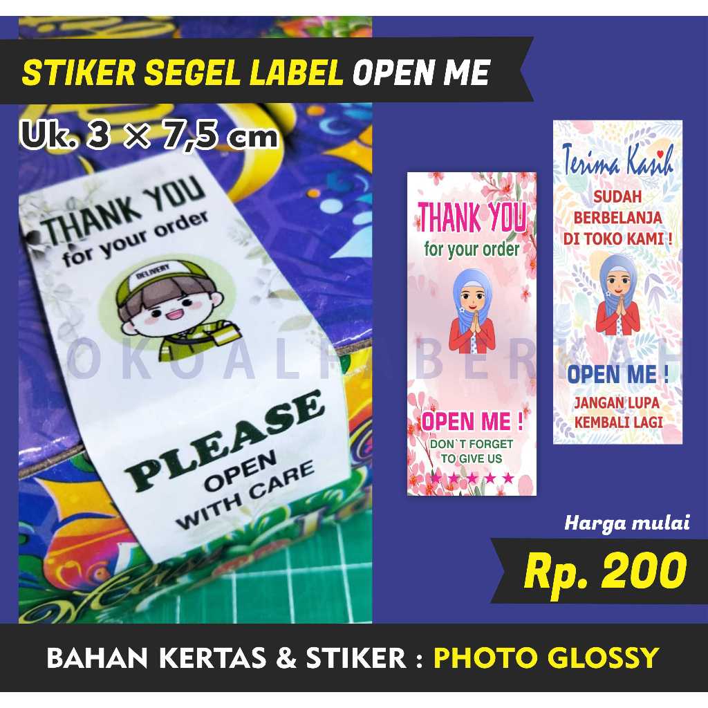 

[ 20PCS - BISA COD ] STIKER LABEL SEGEL OPEN ME