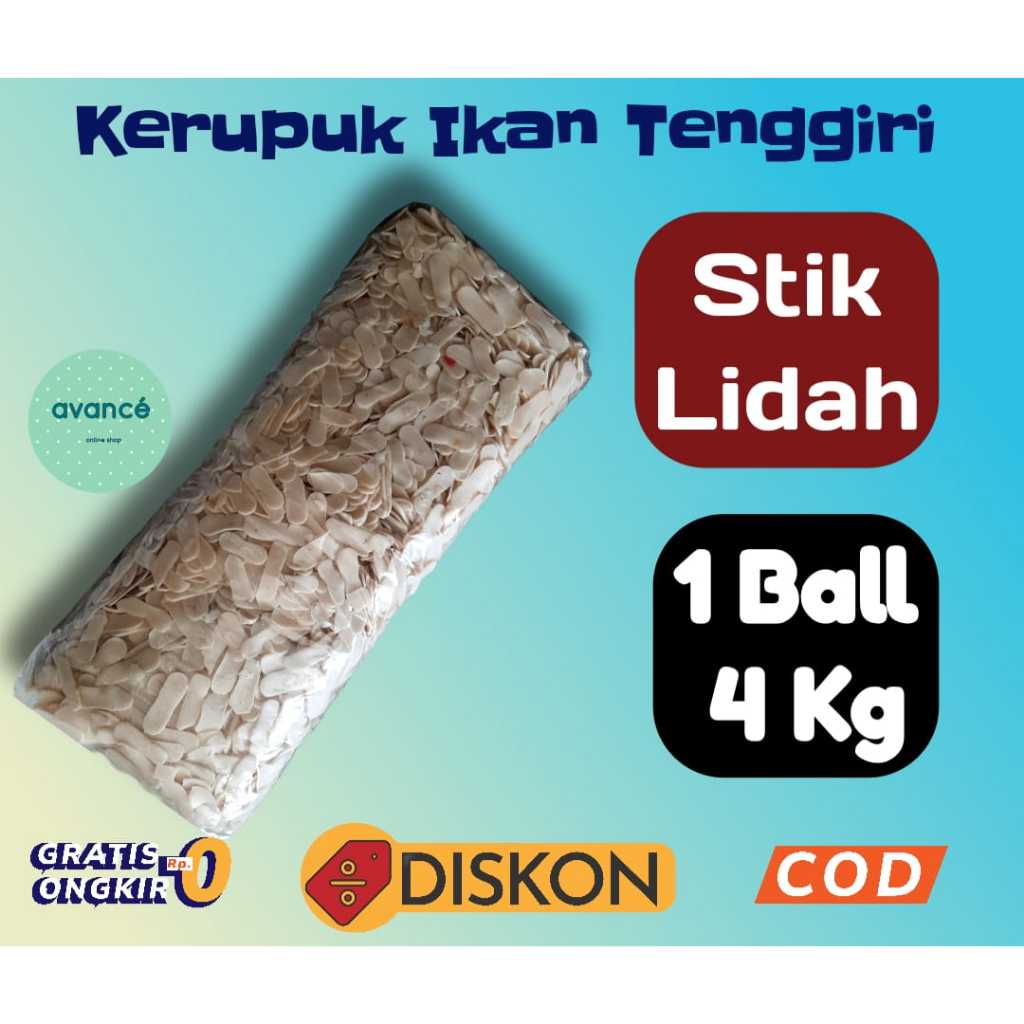 

1 Ball (4 Kg) Kerupuk Ikan Tenggiri / Kakap Stik Lidah Putih Mentah