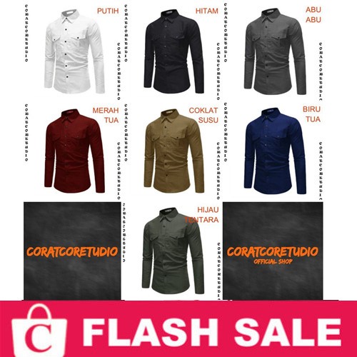 FORTKLASS FORTGLASS RISRUS FASHION SNOWSHOP CORATCORETUDIO Kemeja Pria Hem Cowok Jumbo Big Size Form