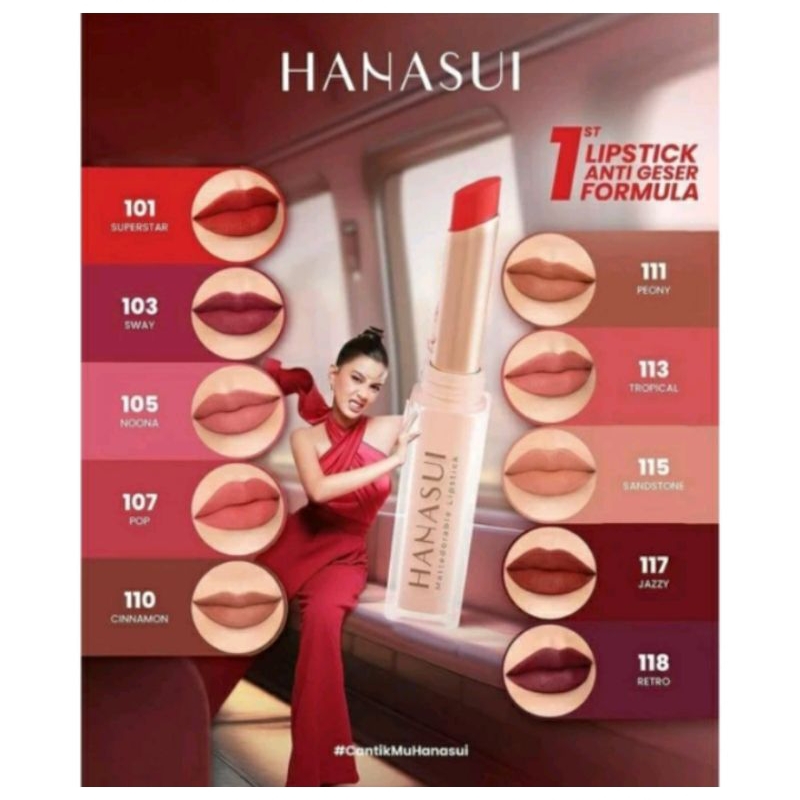 New !! HANASUI Mattedorable Lipstik Anti Geser - Lipstik Hanasui