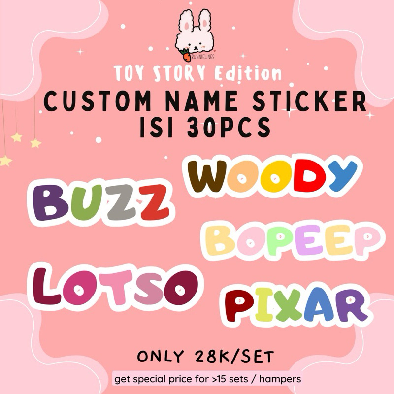 

stiker nama anak / toystory edition / stiker tahan air waterproof