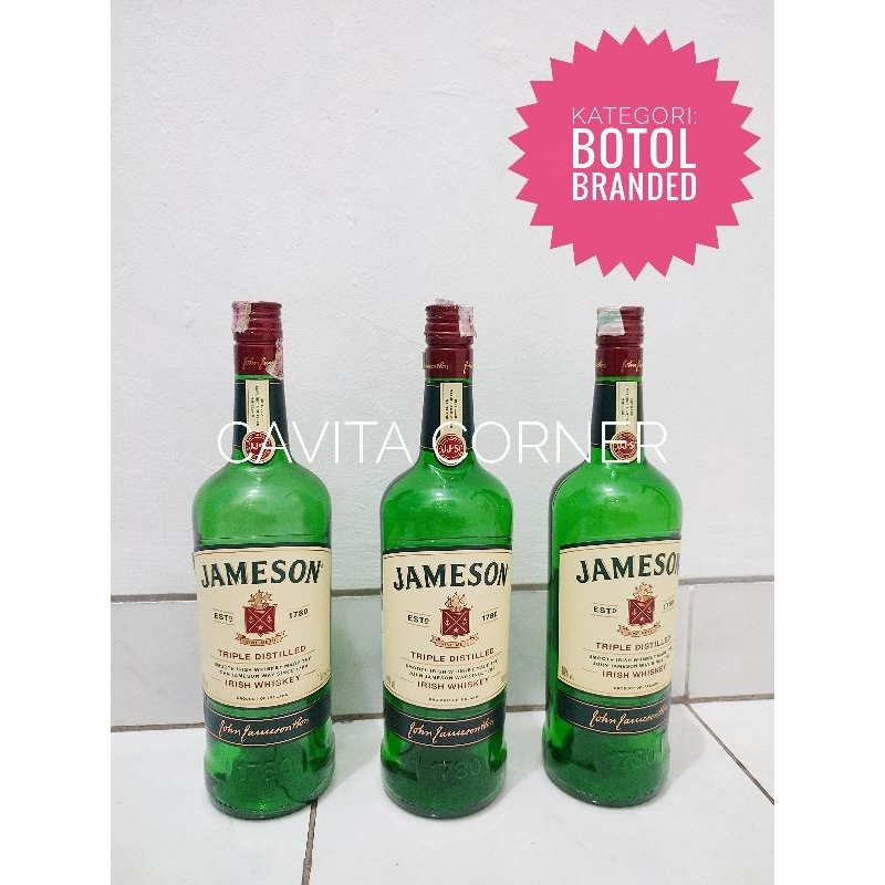 Koleksi Botol Kaca Branded Bekas Wine Whisky Jameson / Vesevo