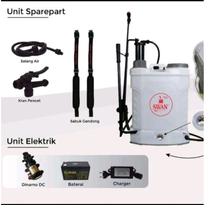 sprayer swan BE 16L 2in1 (manual dan elektrik)